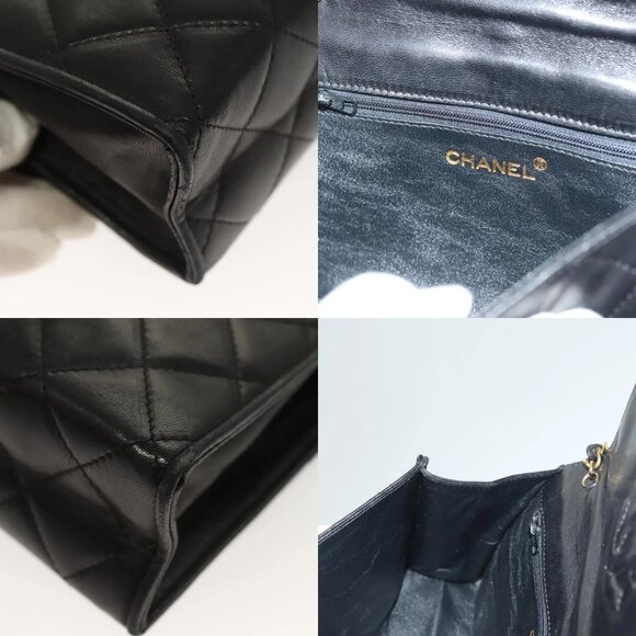 CHANEL Matelasse Chain Shoulder Bag Lamb Skin Black Gold CC Auth BA3125 - Picture 12 of 14